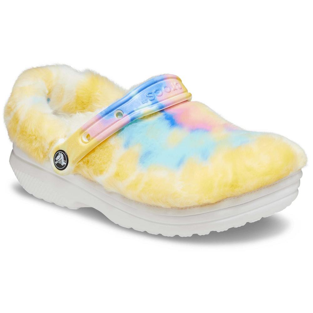 Yellow / Multi Women's Crocs Classic Fur Sure Clogs | NZ 0092FDNM